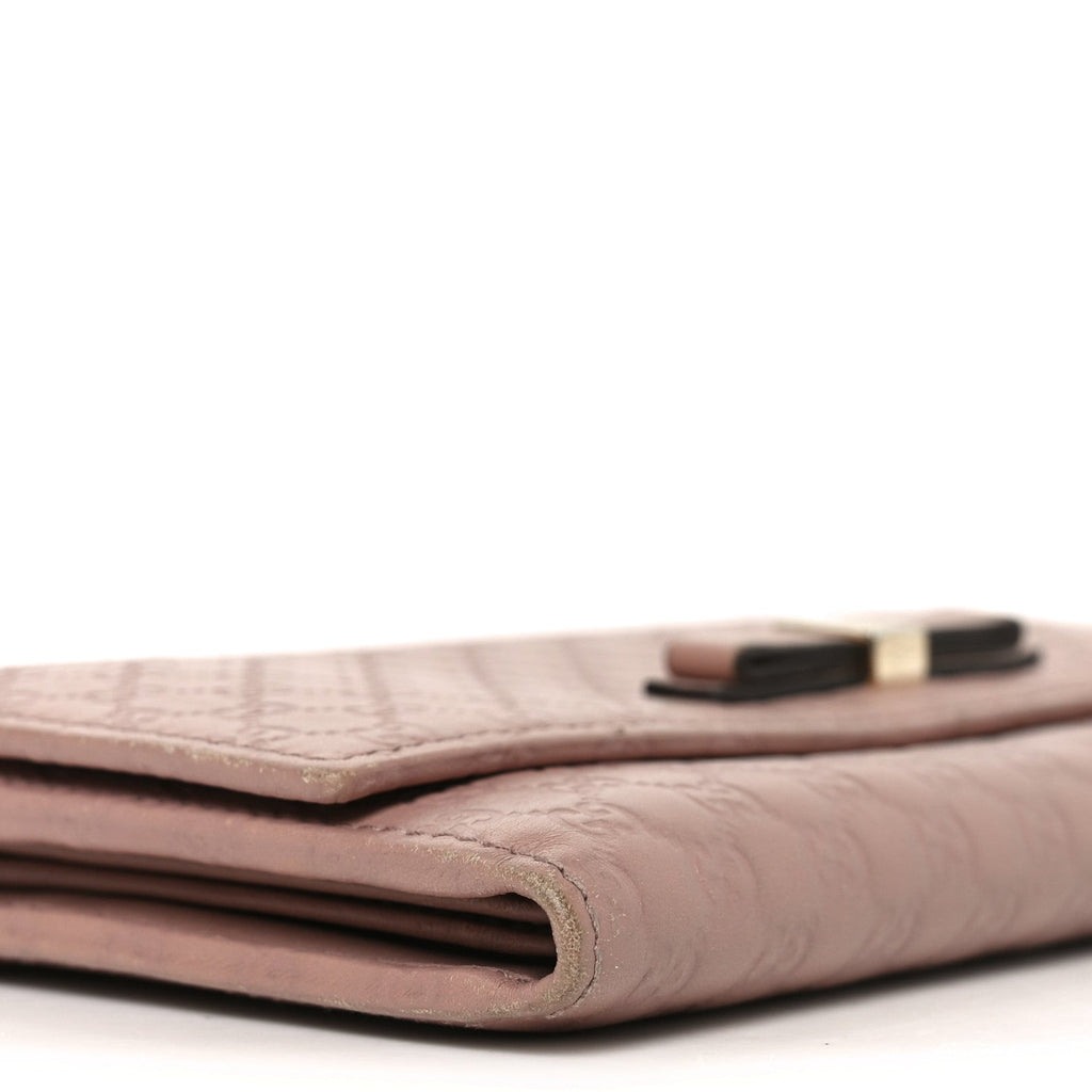 Gucci Microguccissima Bow Continental Wallet Soft Pink