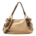 Prada Tessuto Nylon Vitello Daino Satchel Tabacco