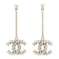 Baguette Crystal CC Drop Earrings Silver