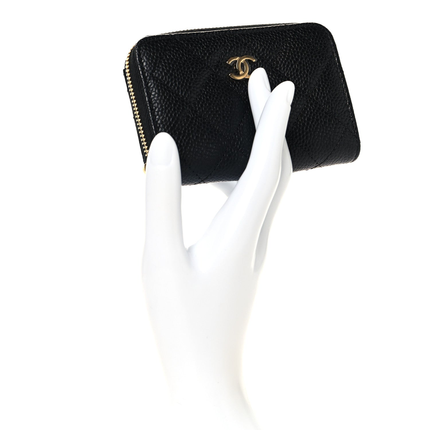 Caviar Quilted Zip Coin Purse Black