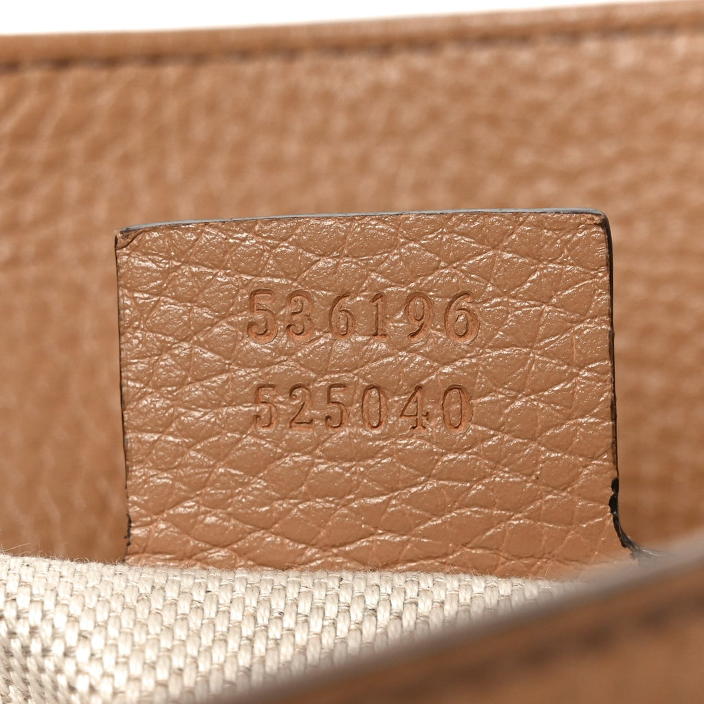 Gucci Pebbled Calfskin Medium Soho Chain Shoulder Bag Camelia
