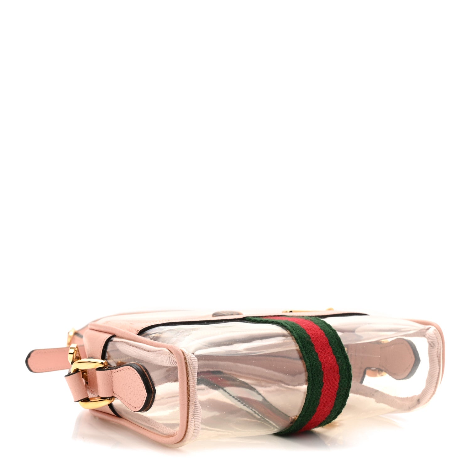 Gucci Vinyl Web Mini Ophidia Transparent Shoulder Bag Perfect Pink