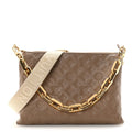Louis Vuitton Lambskin Embossed Monogram Coussin MM  Taupe
