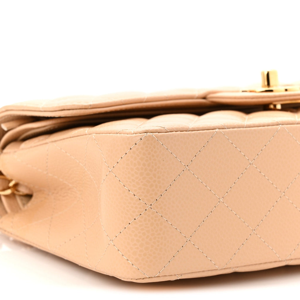 Chanel Caviar Quilted Small Double Flap Beige