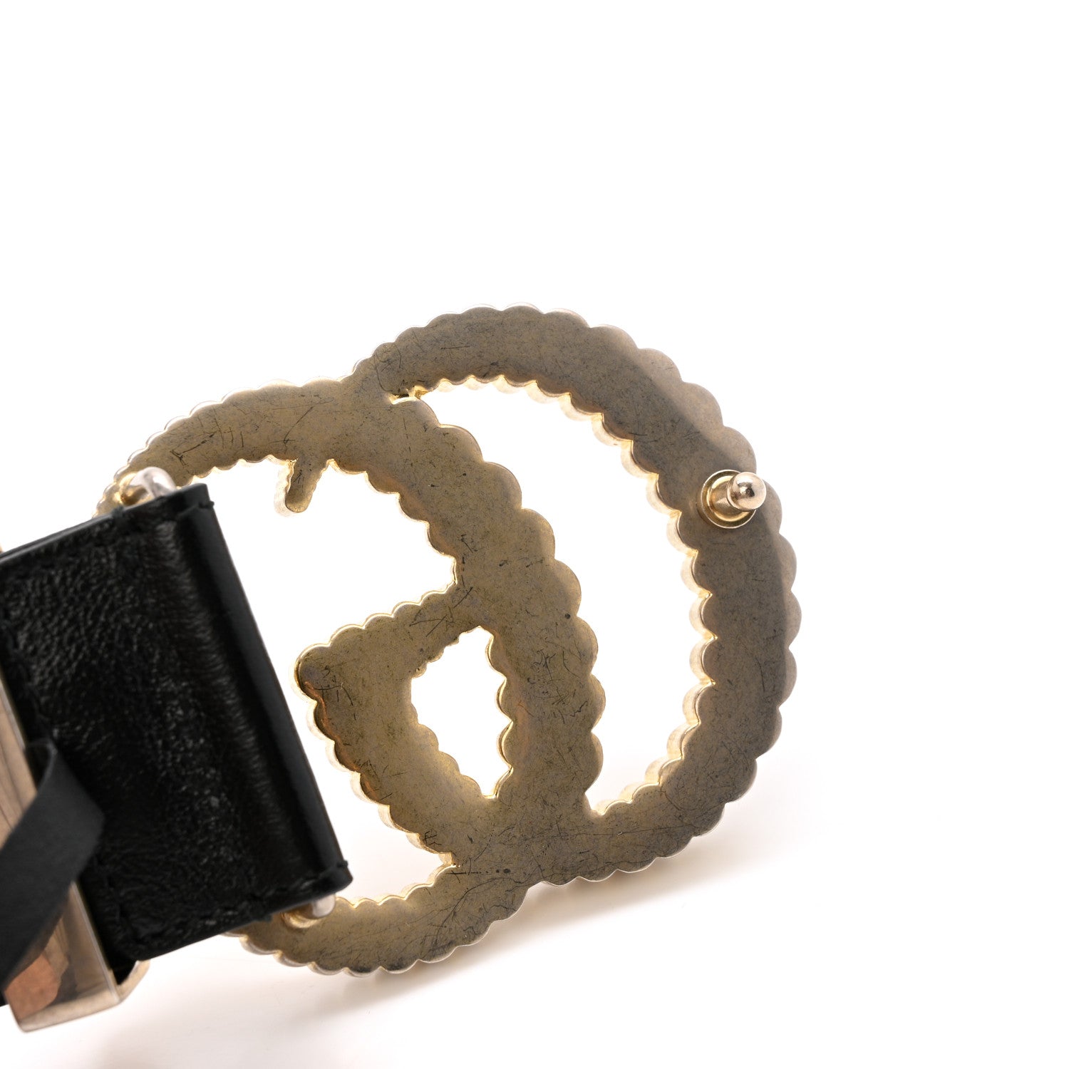 Gucci Azalea Calfskin Matelasse Diagonal Torchon Double G 40mm Belt 95 38 Black Romantic Cherry