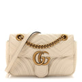 Gucci Calfskin Matelasse Mini GG Marmont Shoulder Bag White