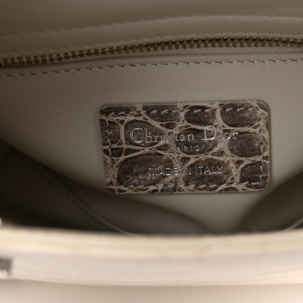 Christian Dior Niloticus Crocodile Himalaya Crystal Mini Lady Dior White