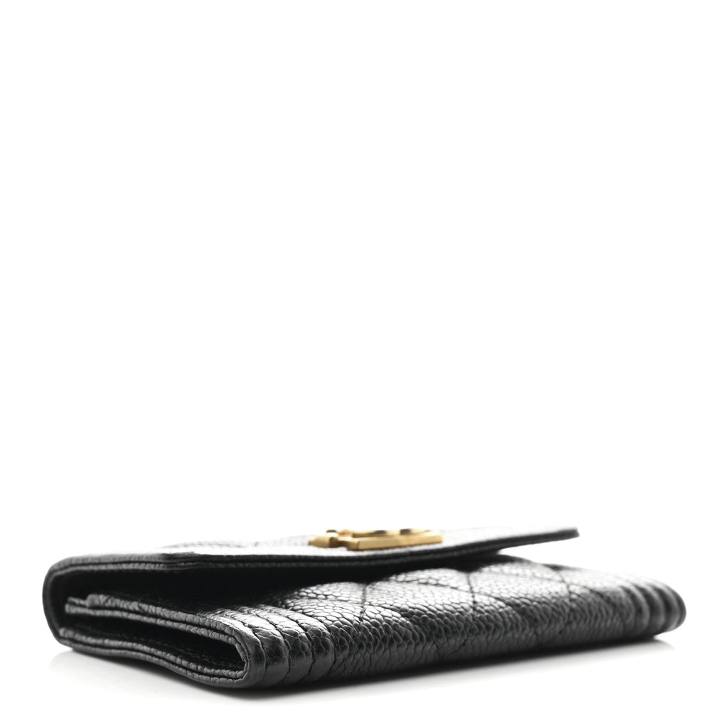 Caviar Quilted Boy Flap Card Holder Black