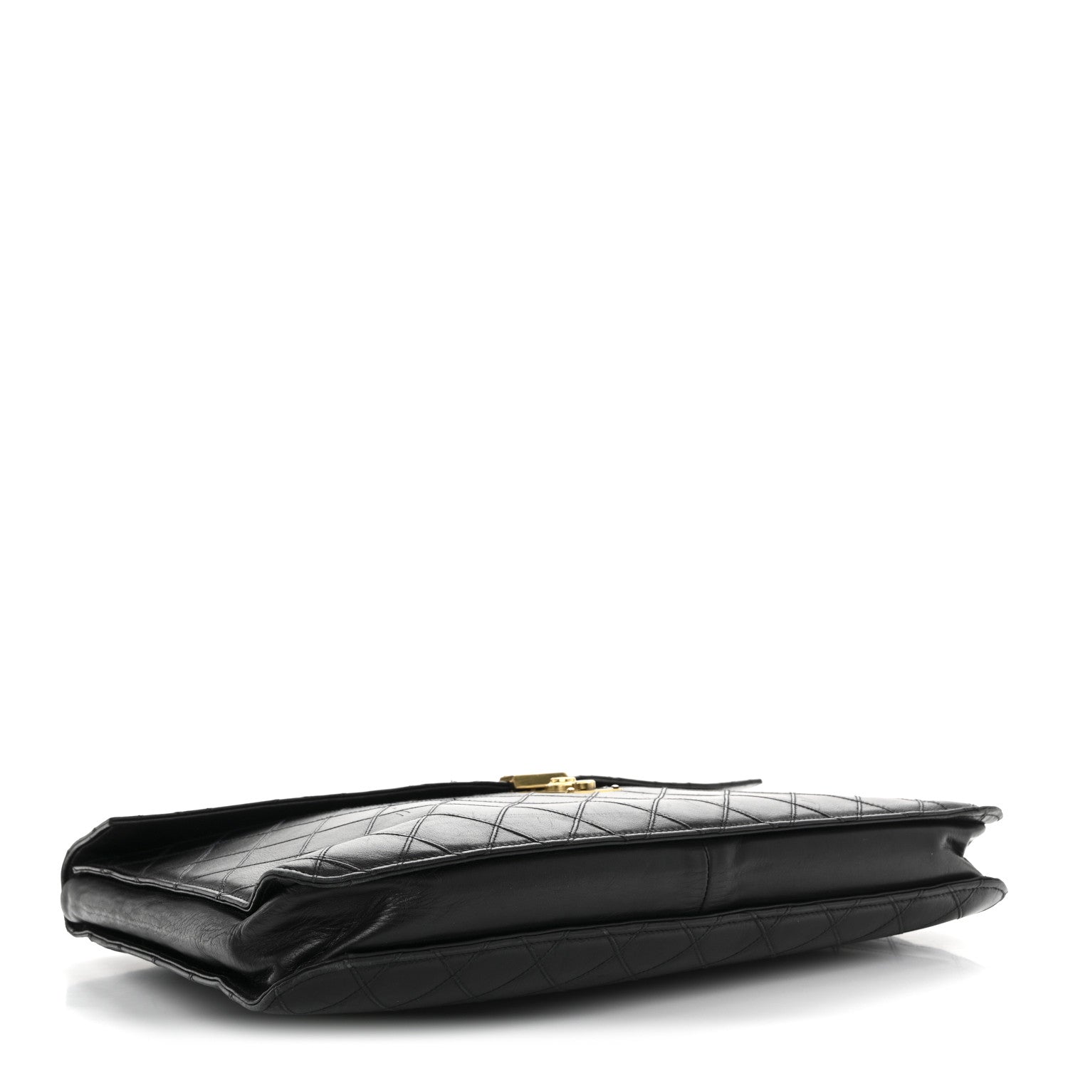 Chanel Lambskin Stitched Briefcase Bag Black