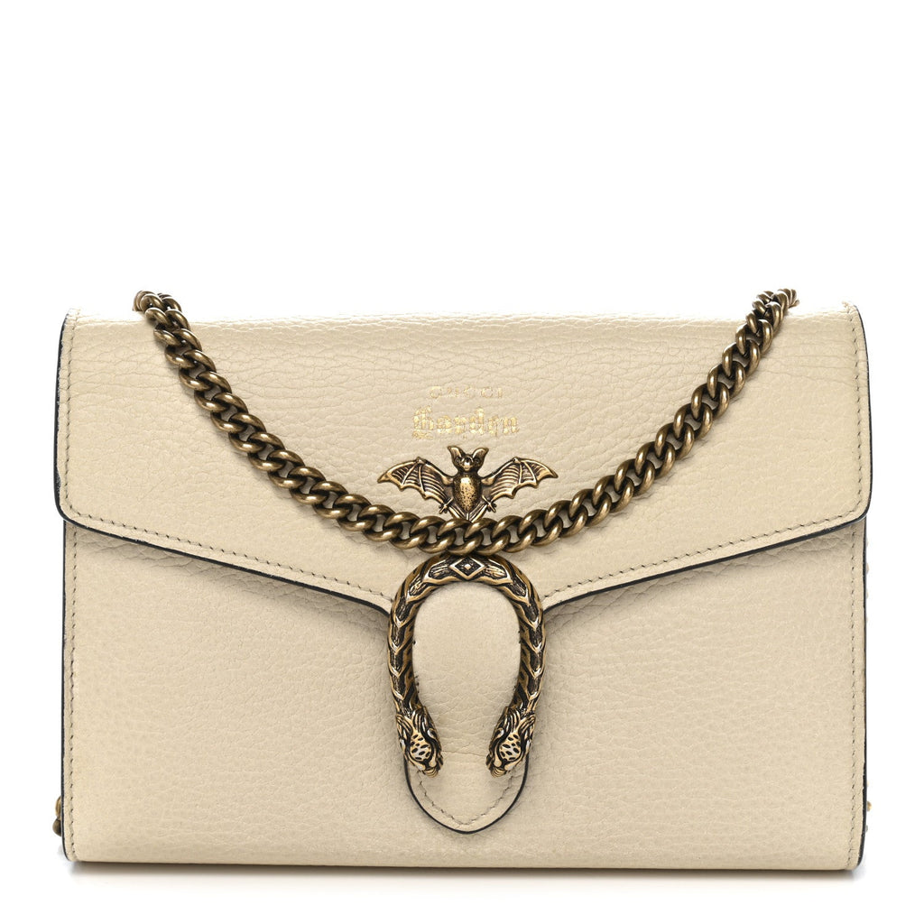 Gucci Calfskin Garden Dionysus Chain Wallet Off White