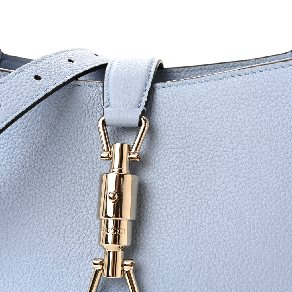 Gucci Grained Calfskin Web Medium Jackie 1961 Hobo Light Blue