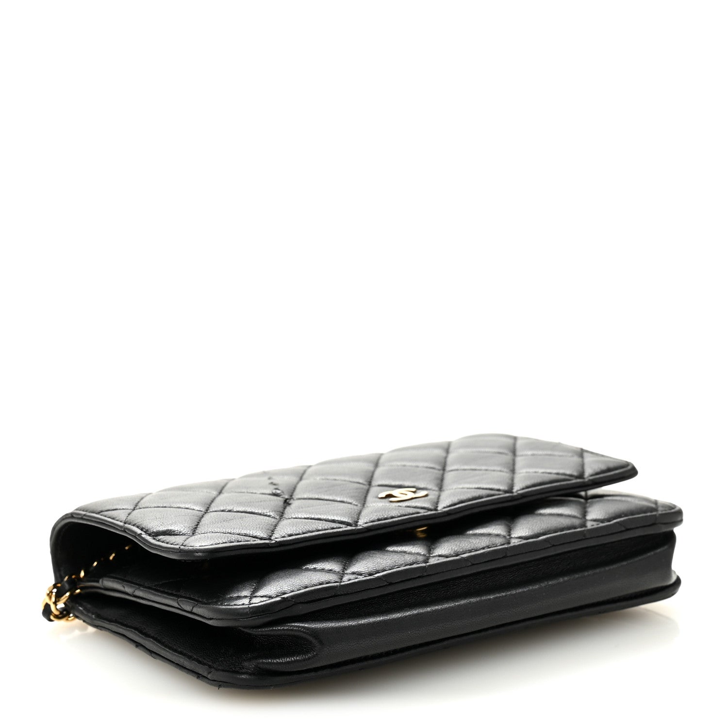 Chanel Lambskin Quilted Wallet On Chain WOC Black