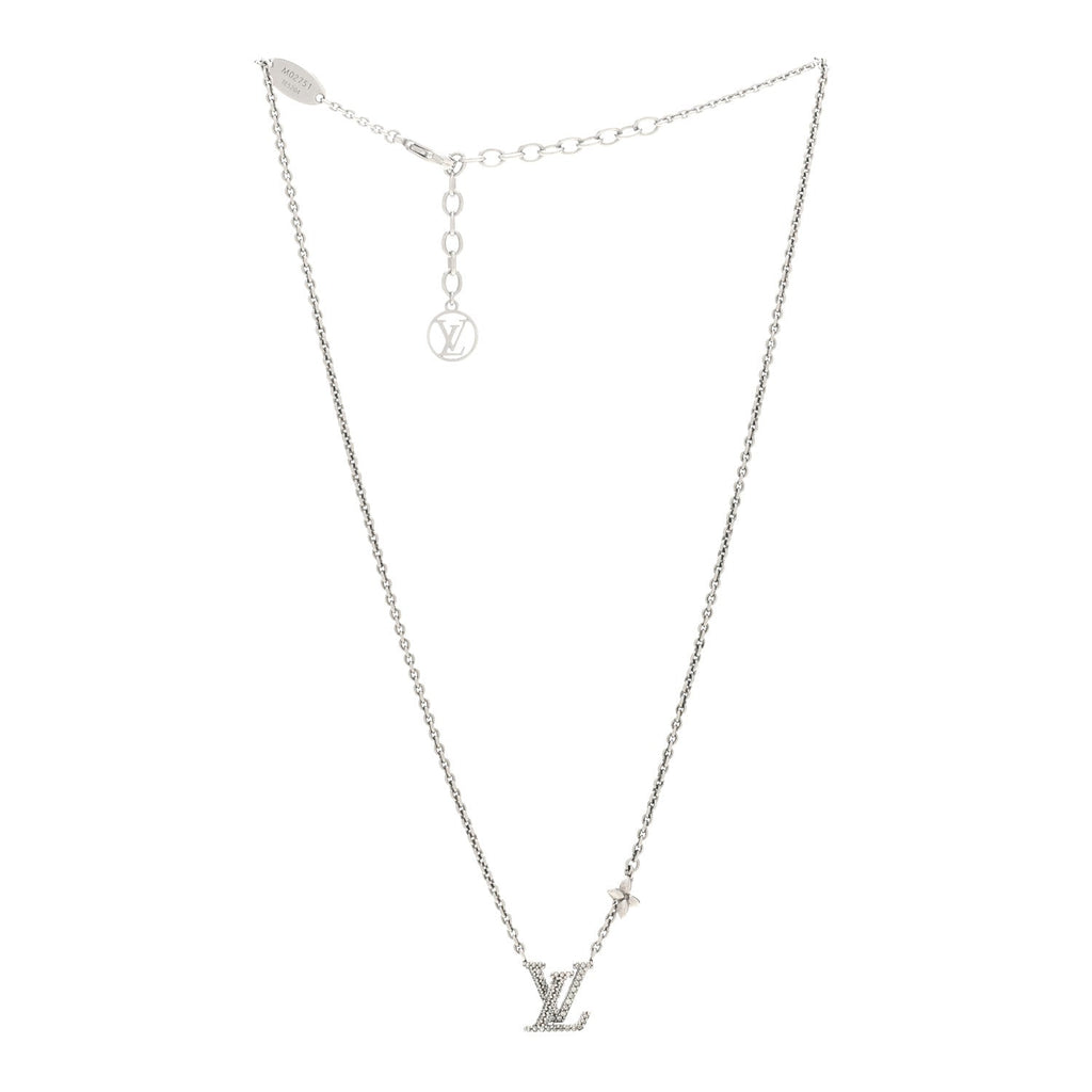Louis Vuitton Metal Crystal LV Iconic Necklace Silver