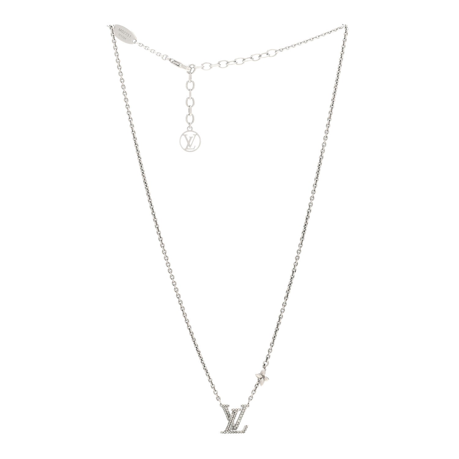 Louis Vuitton Metal Crystal LV Iconic Necklace Silver