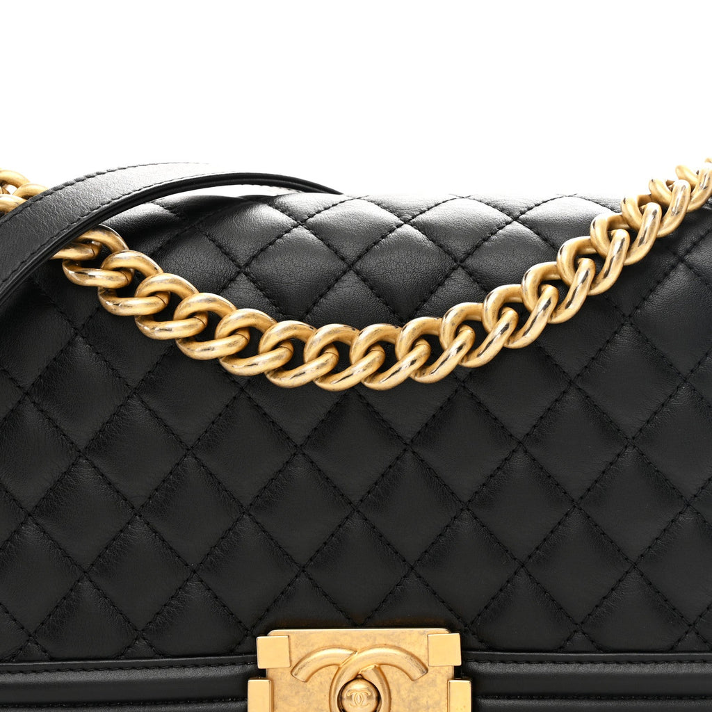 Chanel Lambskin Quilted Medium Boy Flap Black
