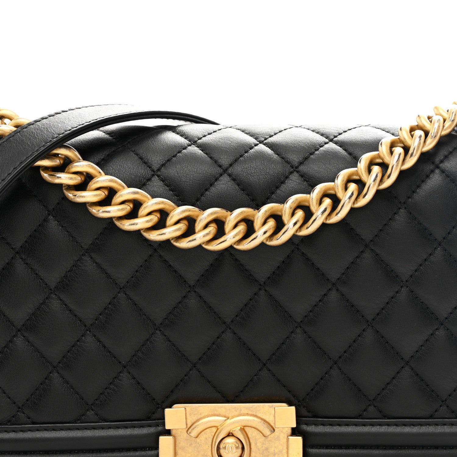 Chanel Lambskin Quilted Medium Boy Flap Black