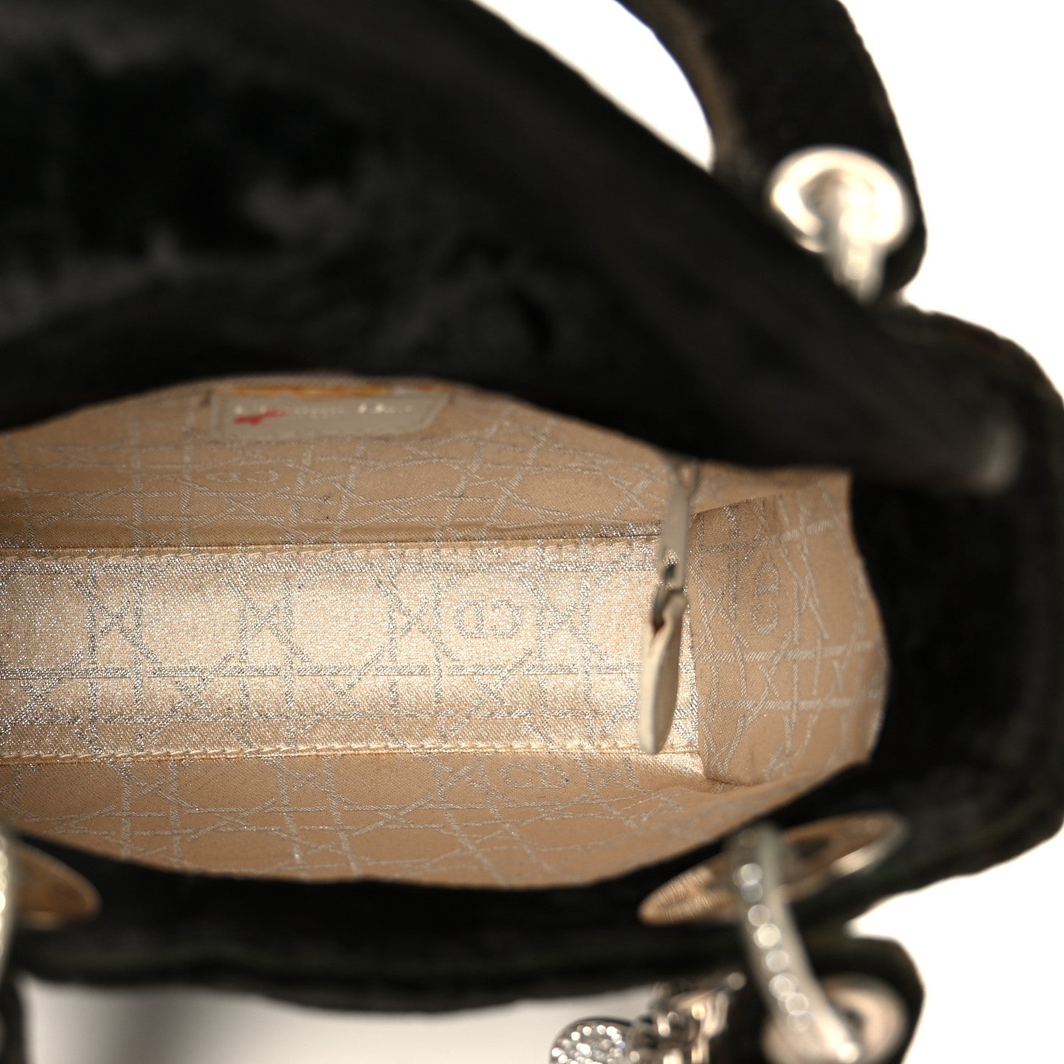 Christian Dior Velvet Crystal Mini Lady Dior Black