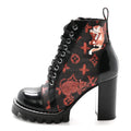 Louis Vuitton Patent Calfskin Catogram Star Trail Ankle Boots 36 Black Marron