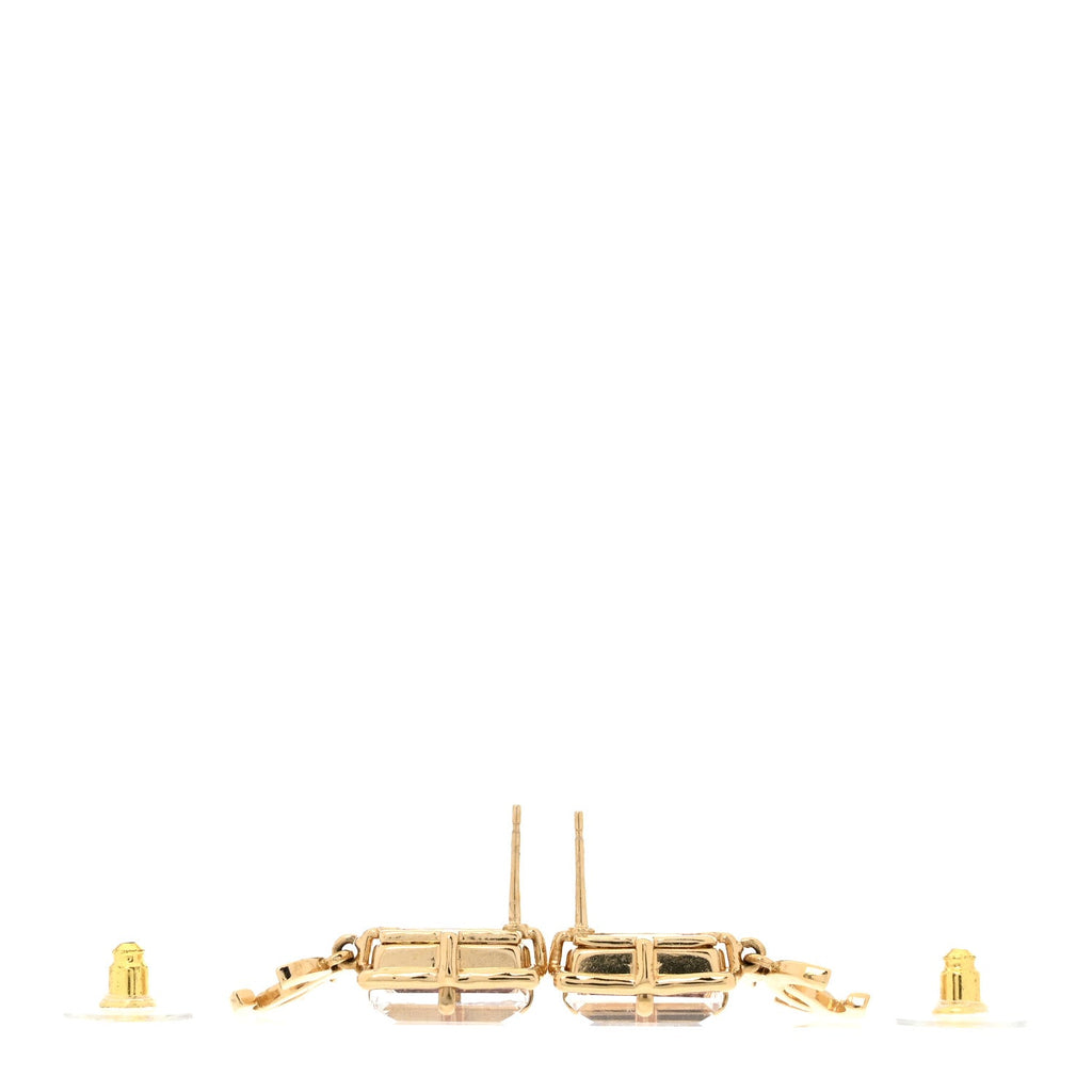 Crystal Tweed CC Drop Earrings Pink Gold