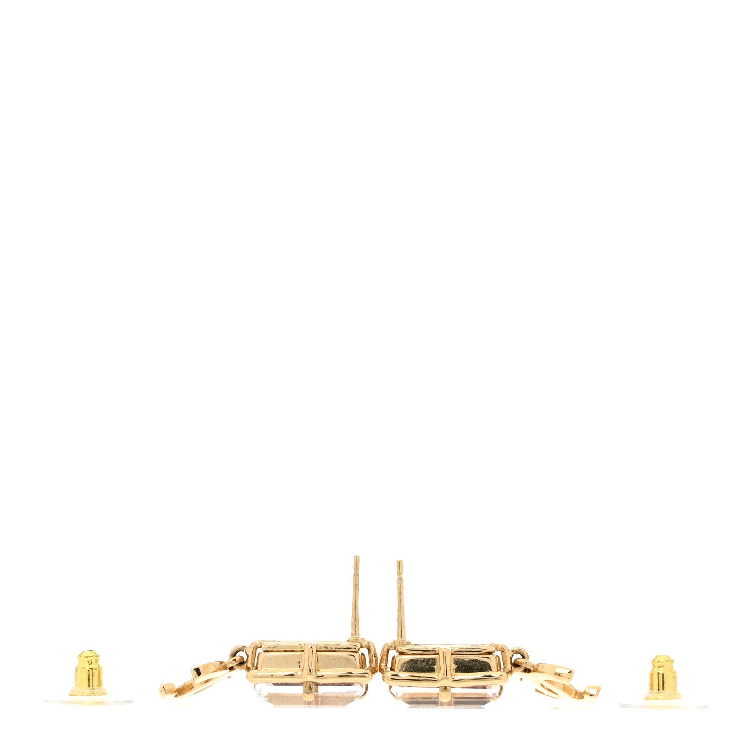 Crystal Tweed CC Drop Earrings Pink Gold