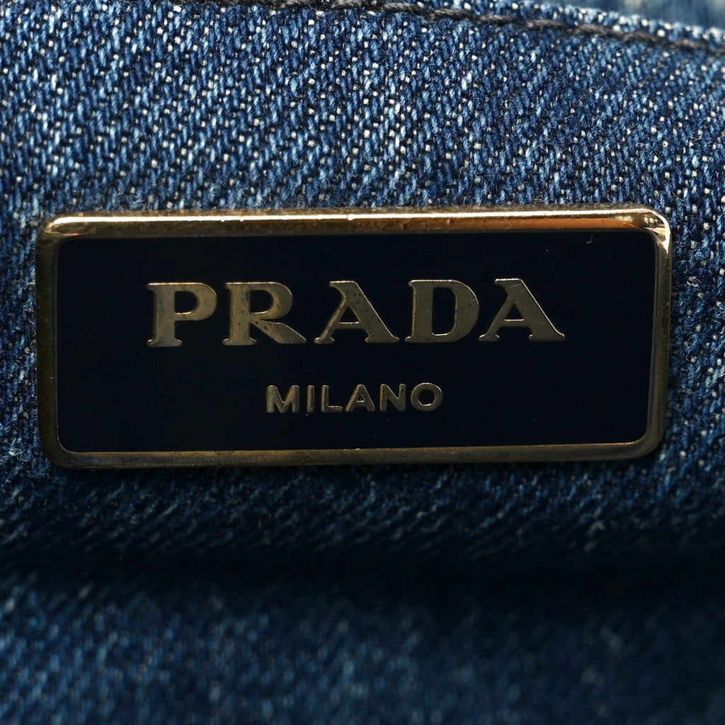 Prada Denim Logo Tote Avio
