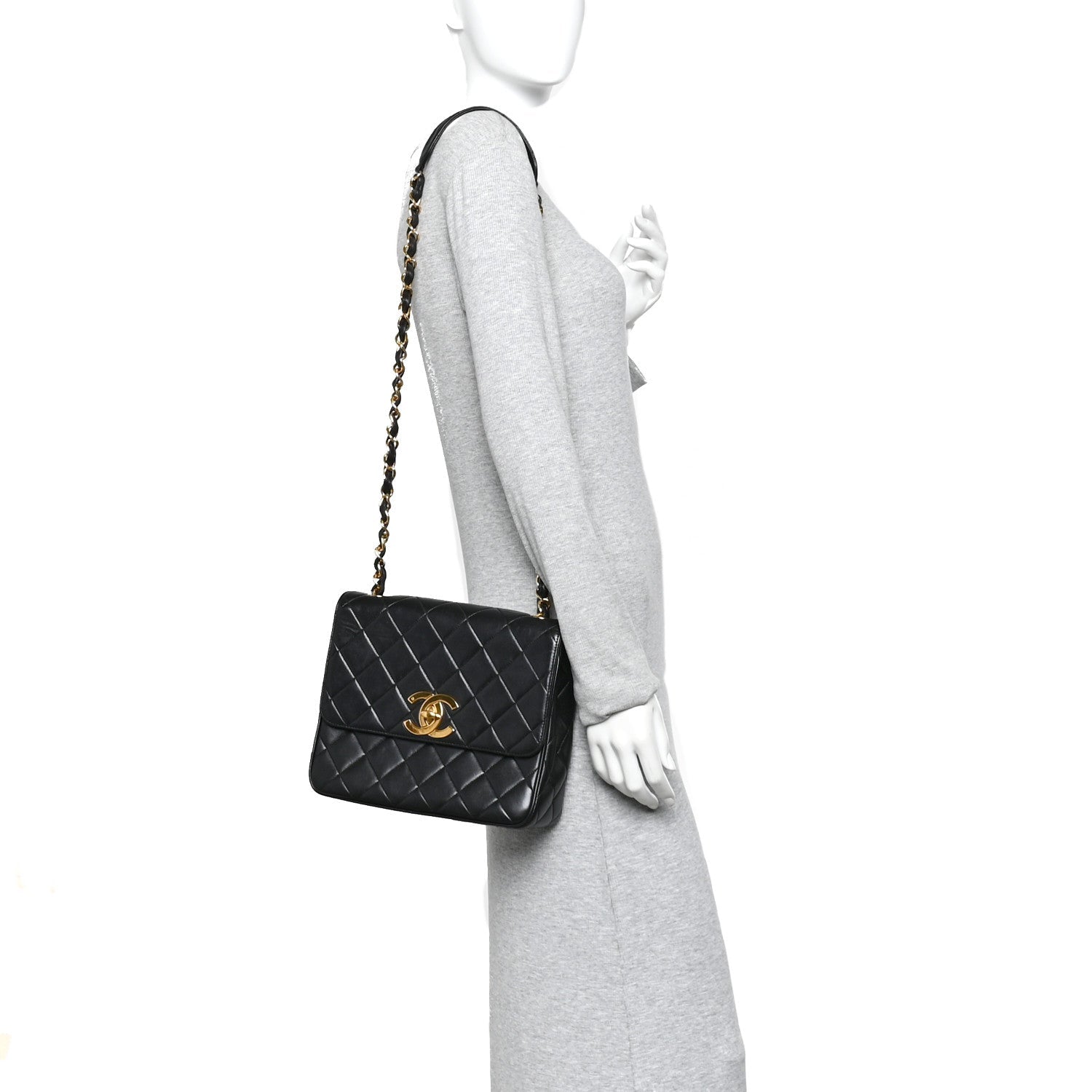 Chanel Lambskin Quilted Medium Single Flap Black