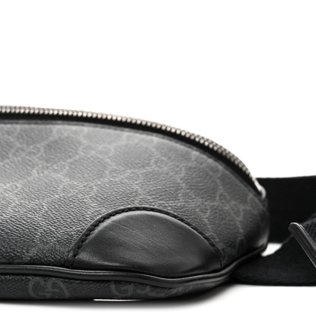 Gucci GG Supreme Monogram Emblem Calfskin Small Belt Bag Black Grey