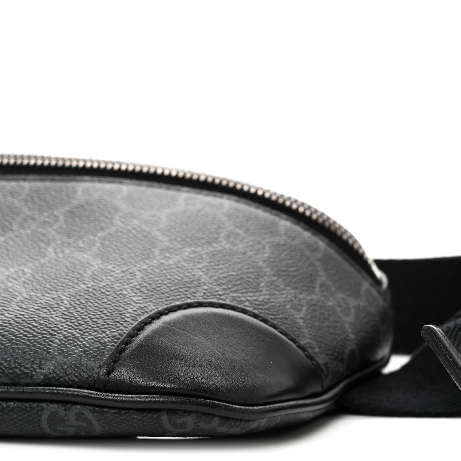 Gucci GG Supreme Monogram Emblem Calfskin Small Belt Bag Black Grey