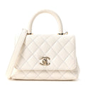 Chanel Caviar Quilted Extra Mini Coco Handle Flap White