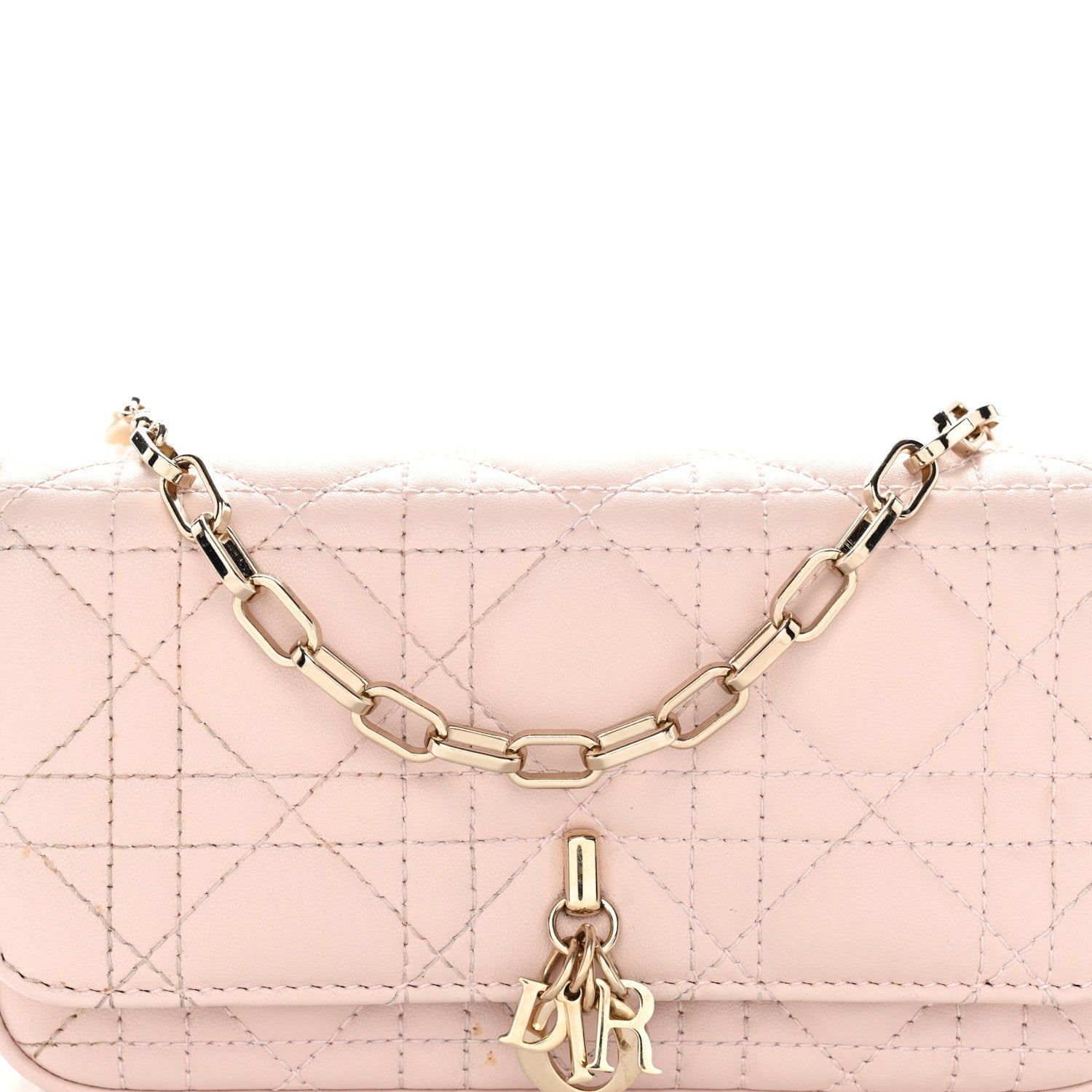 Christian Dior Lambskin Cannage Dior Talk Phone Pouch Rose Poudre