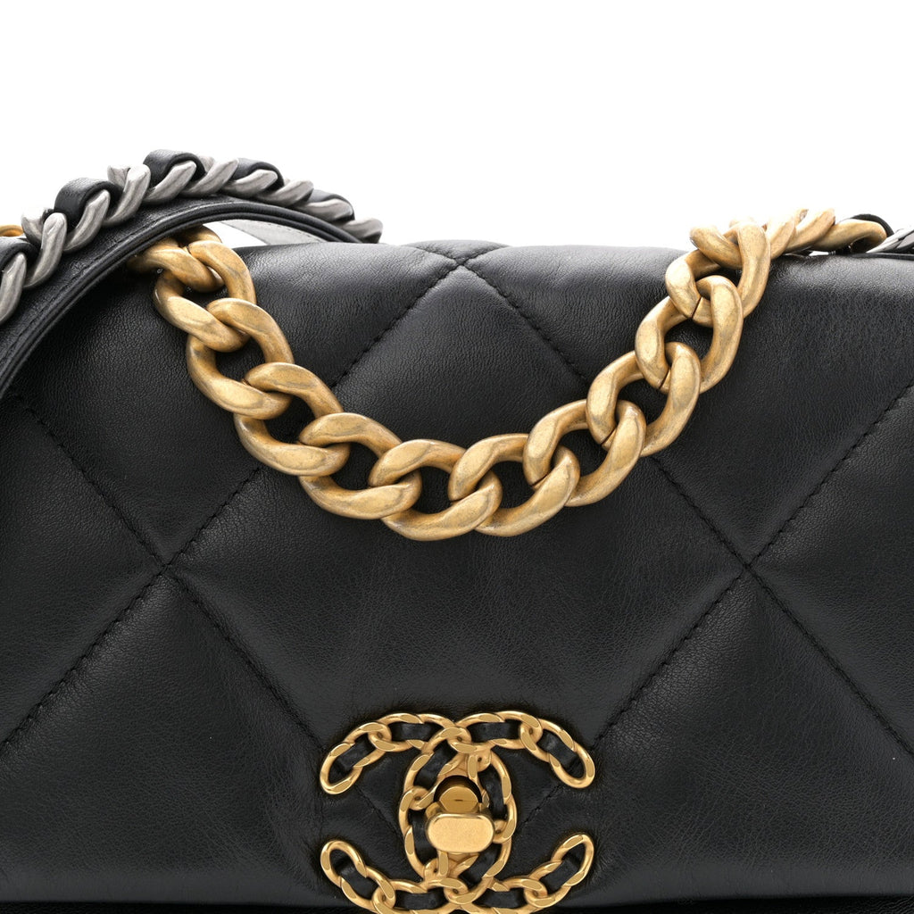 Chanel Lambskin Quilted Medium Chanel 19 Flap Black