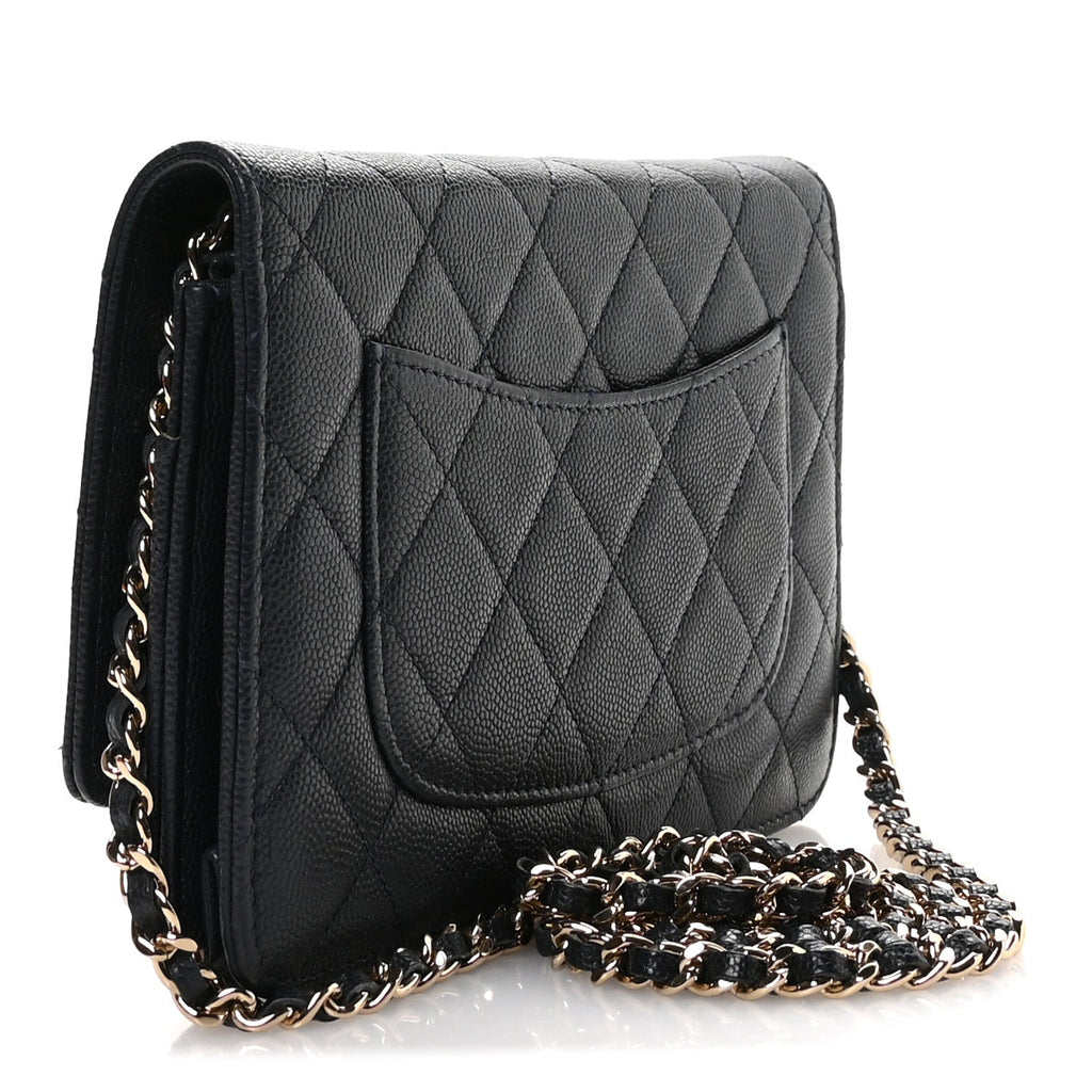 Chanel Caviar Quilted Wallet on Chain WOC Navy Blue