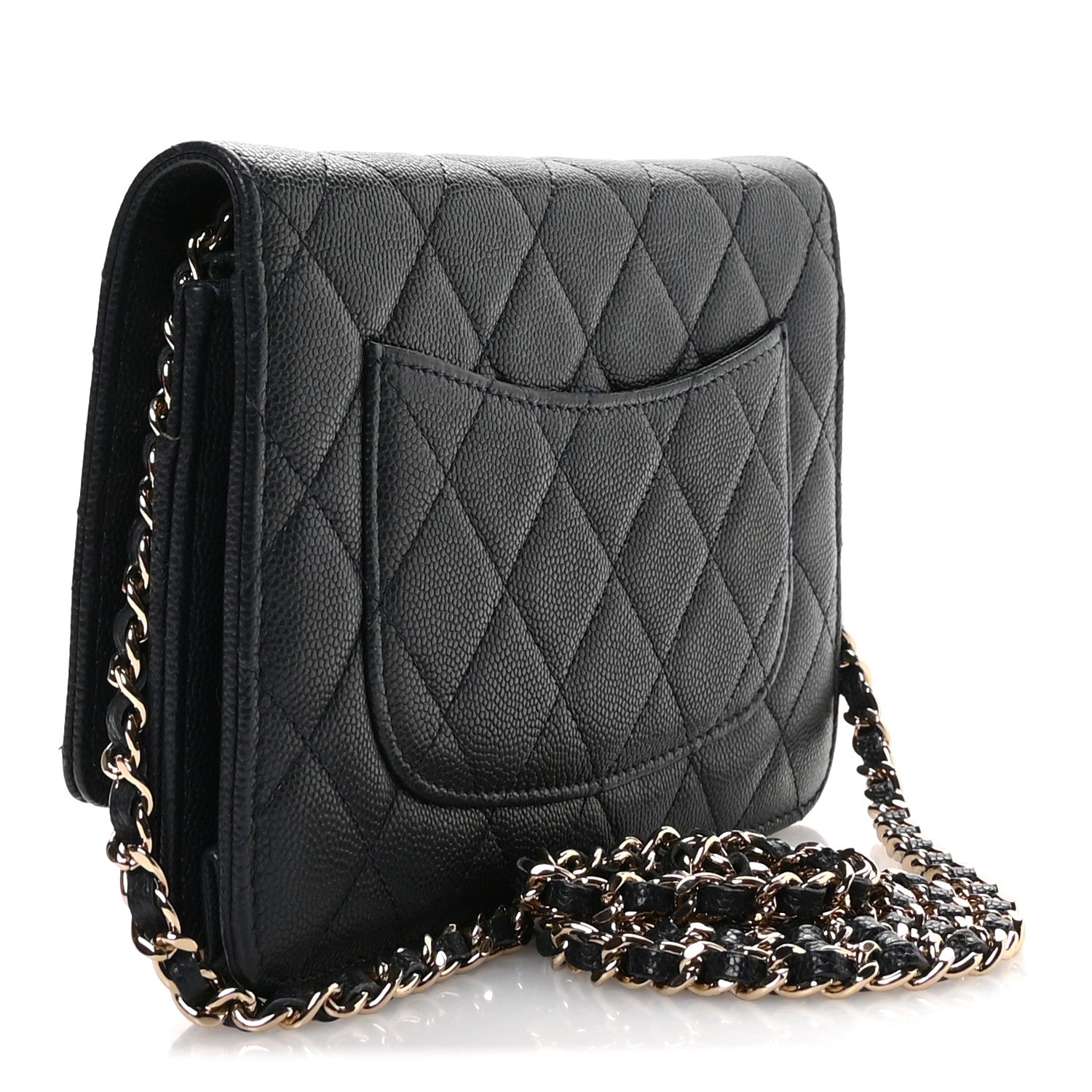 Chanel Caviar Quilted Wallet on Chain WOC Navy Blue