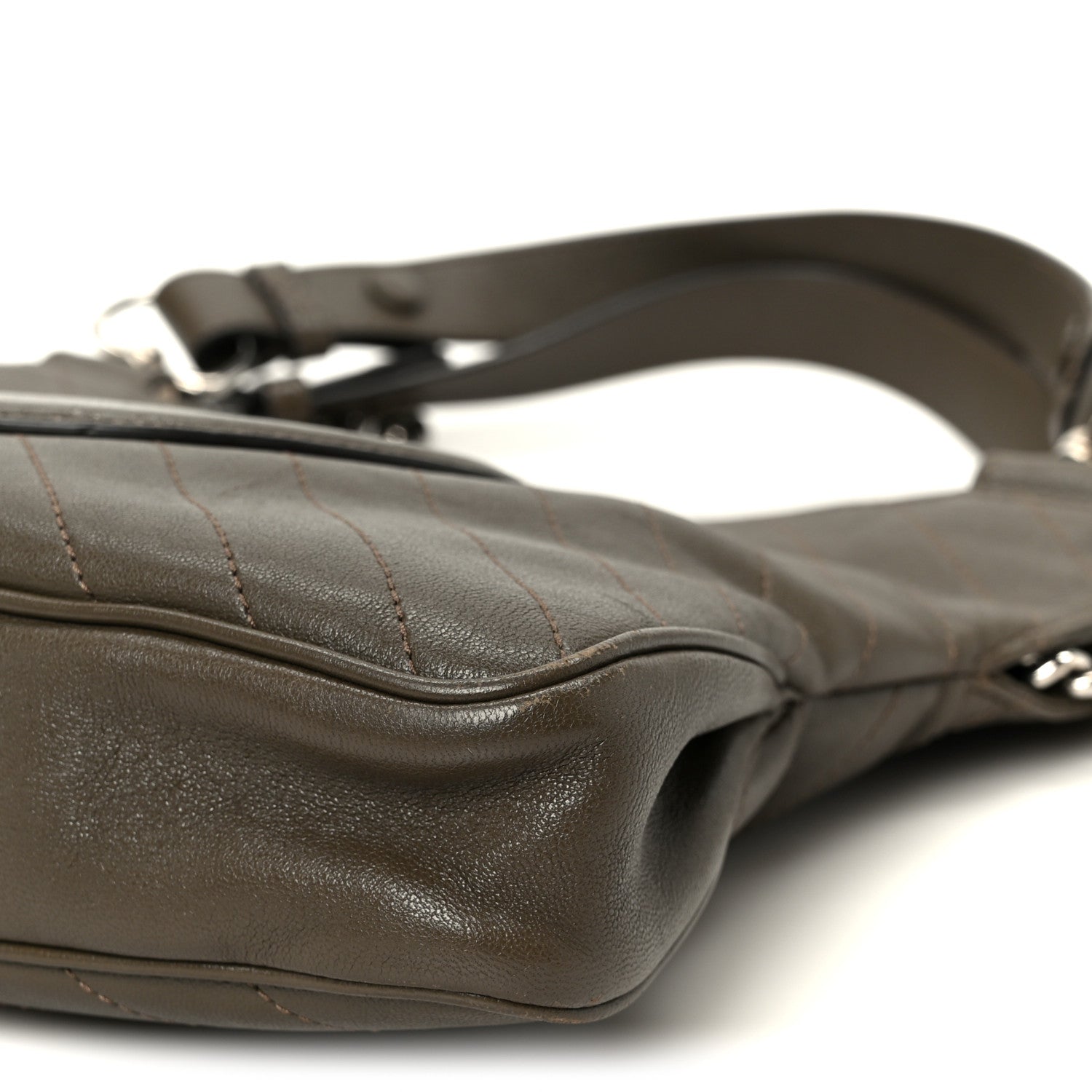 Gucci Sakai Be Green Calfskin Diagonal Stitched Small Blondie Tote Craclet Brown