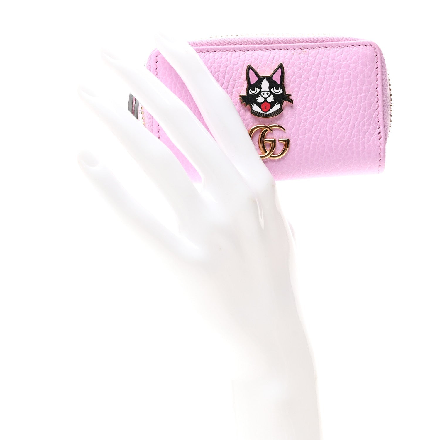 Gucci Dollar Calfskin Bosco Zip Around Key Case Malva