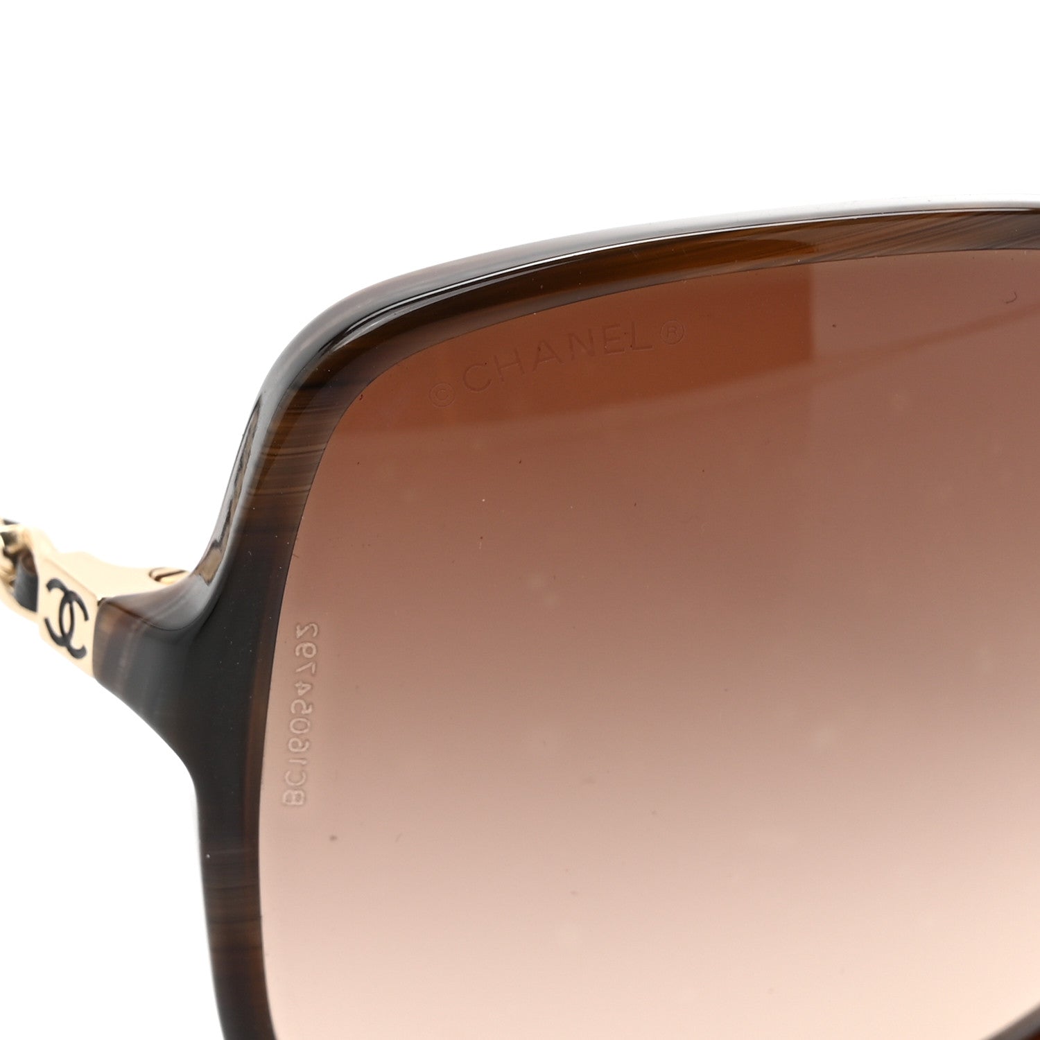 Acetate Metal Lambskin Chain Square Sunglasses 5210-Q Brown