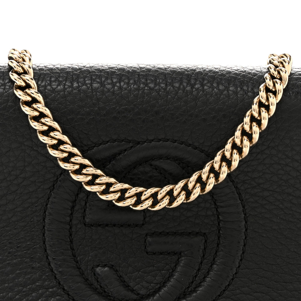 Gucci Pebbled Calfskin Small Soho Flap Crossbody Black
