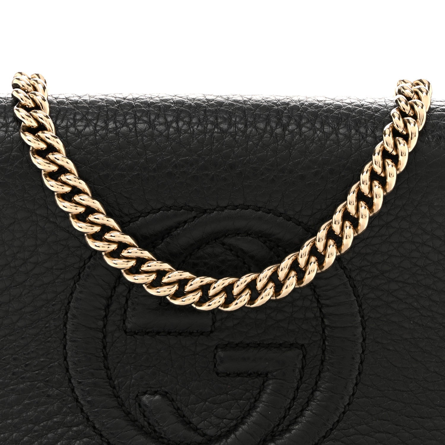 Gucci Pebbled Calfskin Small Soho Flap Crossbody Black