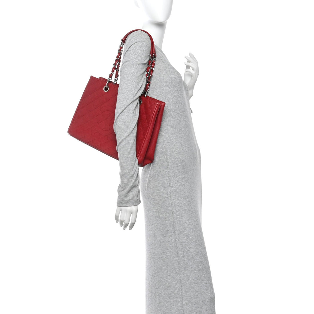 Chanel Caviar Quilted Grand Shopping Tote GST Red