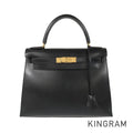 HERMES □C (Made in 1999) Box calf Gold Hardware Handbag