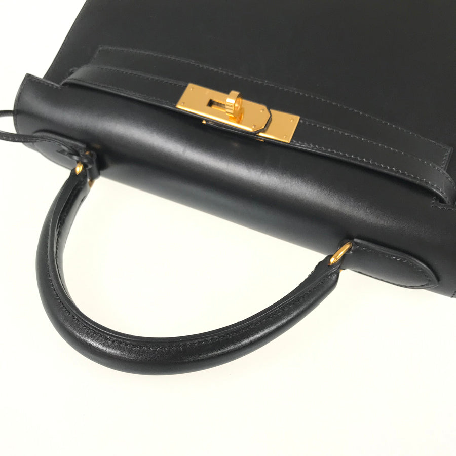 HERMES □C (Made in 1999) Box calf Gold Hardware Handbag