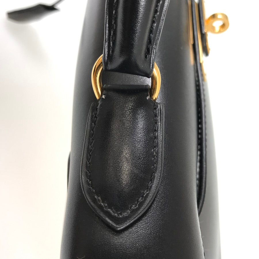 HERMES □C (Made in 1999) Box calf Gold Hardware Handbag