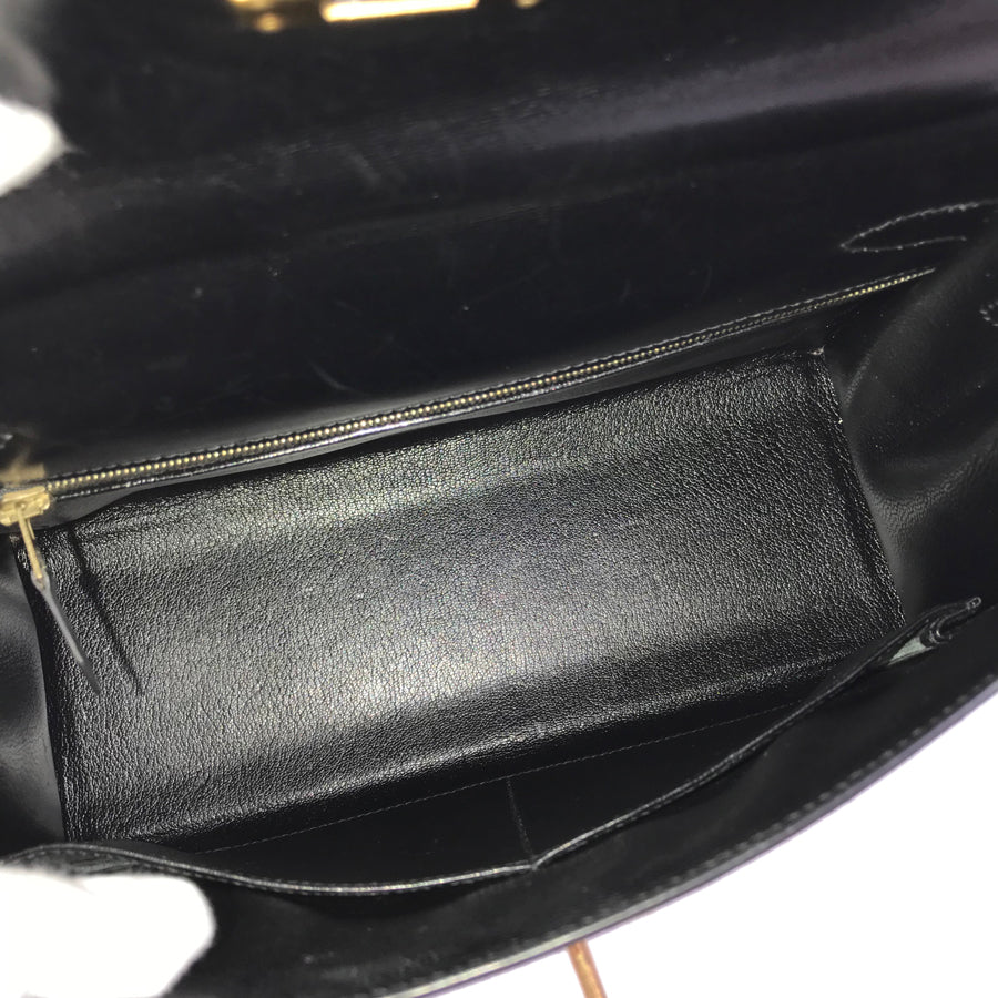 HERMES □C (Made in 1999) Box calf Gold Hardware Handbag