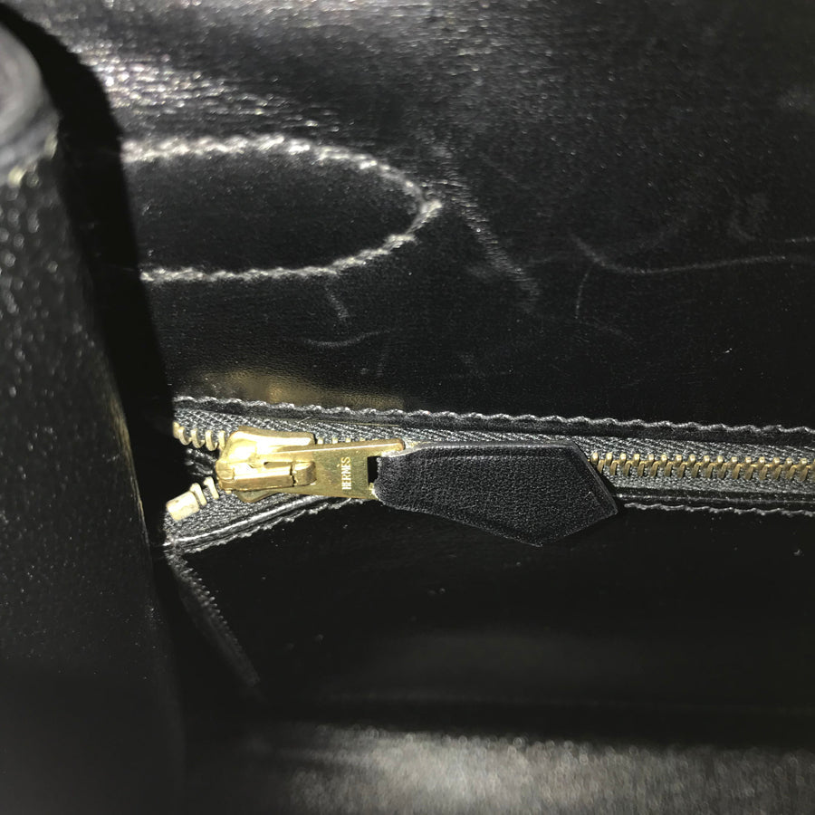 HERMES □C (Made in 1999) Box calf Gold Hardware Handbag