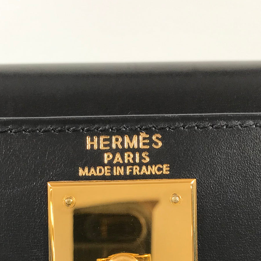 HERMES □C (Made in 1999) Box calf Gold Hardware Handbag