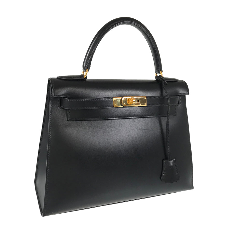 HERMES □C (Made in 1999) Box calf Gold Hardware Handbag