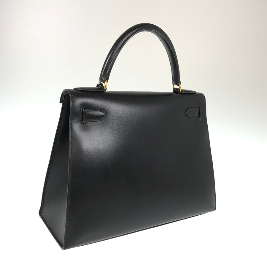 HERMES □C (Made in 1999) Box calf Gold Hardware Handbag
