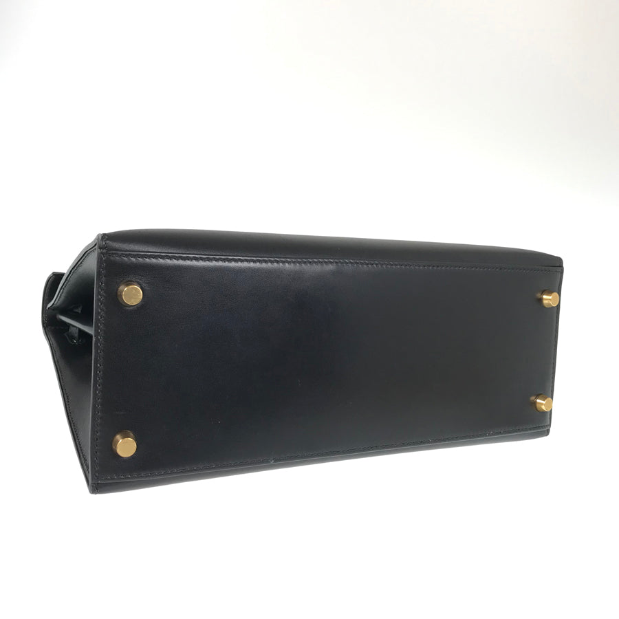 HERMES □C (Made in 1999) Box calf Gold Hardware Handbag