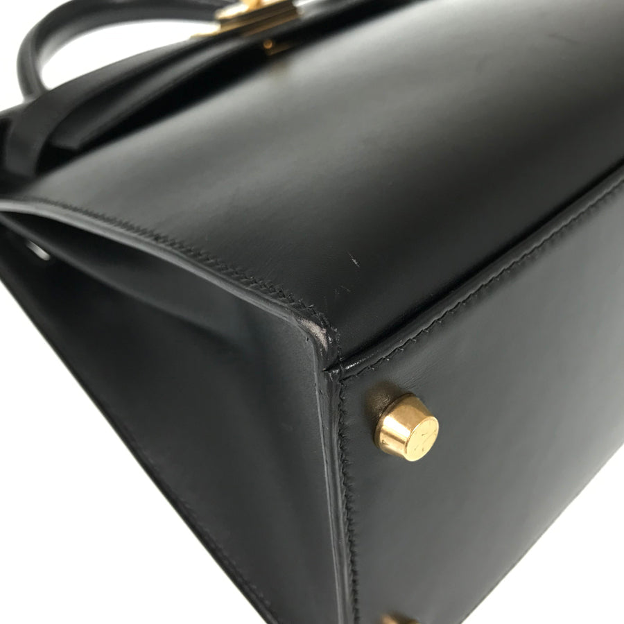 HERMES □C (Made in 1999) Box calf Gold Hardware Handbag