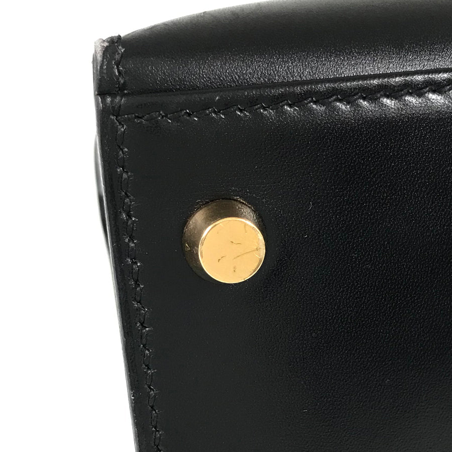 HERMES □C (Made in 1999) Box calf Gold Hardware Handbag